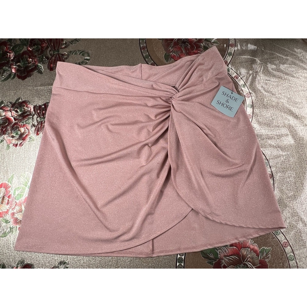 Shade & Shore Women's Pink Sparkle Wrap Skirt Short Casual Size L (12/14)
